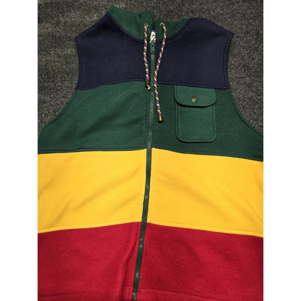 Vintage Izzi Hooded Vest Zip Up Colorful Size Large‎ Oversized